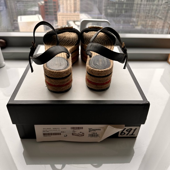 Cotton Malaga Kid Crochet Pearly GG Lilibeth Espadrille Platform Sandals - Picture 5 of 5